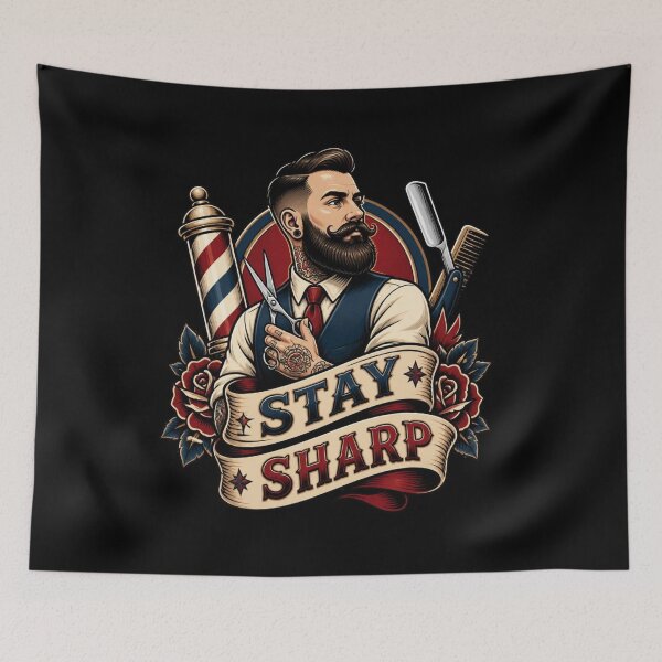 Item preview, Tattoo Style Barber Stay Sharp Emblem designed and sold by Barber MD Culture.
