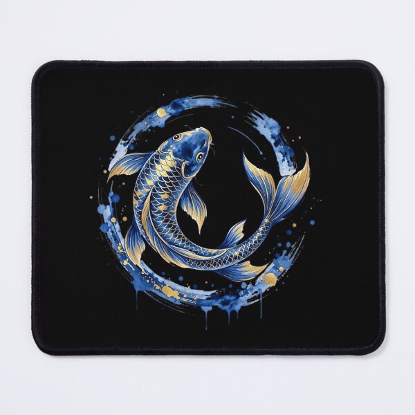 Item preview, Blue Gold Koi Fish Art, Zen Watercolor designed and sold by gkhanco.