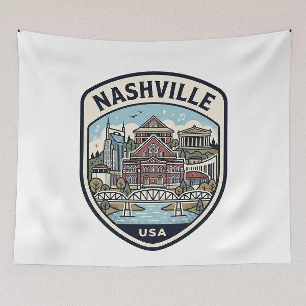 Item preview, Nashville Tennessee Retro Skyline Travel Badge designed and sold by k3rstman1.