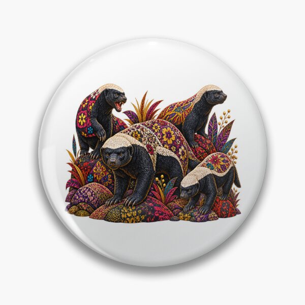 Item preview, Colorful Honey Badger Family – Floral Folk Wildlife Art designed and sold by Awarrie.