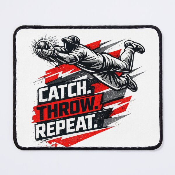 Item preview, CATCH. THROW. REPEAT. – Dynamic Faceless Cricket Fielder Premium Sports Design designed and sold by mbmstores.