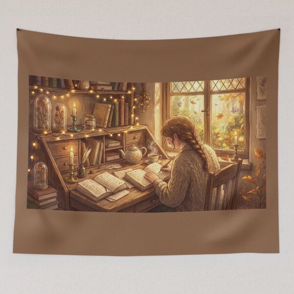 Item preview, Writer Reading Vintage Journals | Cozy Author Aesthetic Art designed and sold by SebastianSpace.