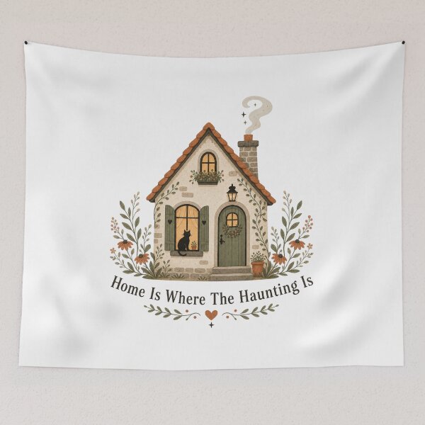 Item preview, Home Is Where The Haunting Is Shirt, Comfort Colors® Cottage Black Cat Tee, Vintage Halloween Homebody Graphic designed and sold by TshirtsLabs.