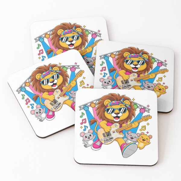 Item preview, cartoon lion playing guitar styles on stage with Rockin Lion designed and sold by Donald-Bryantt.