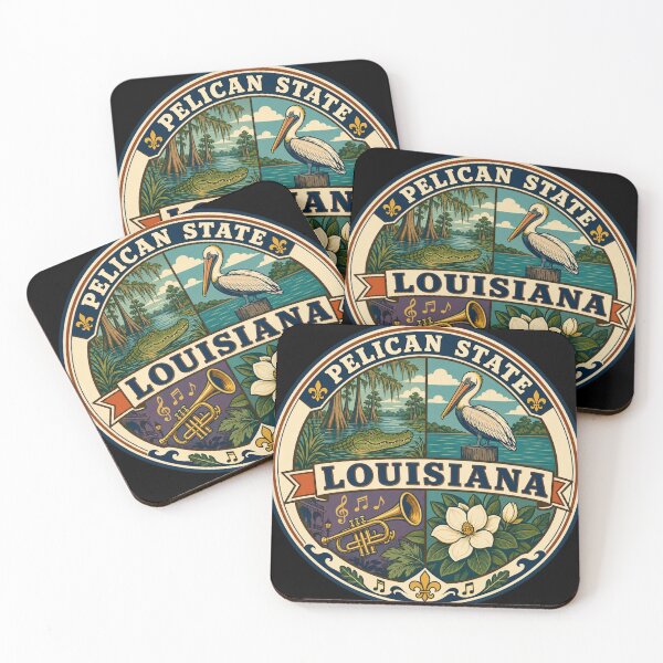 Item preview, Louisiana Pelican State Vintage Southern Souvenir Badge designed and sold by DreamLayerStudio.