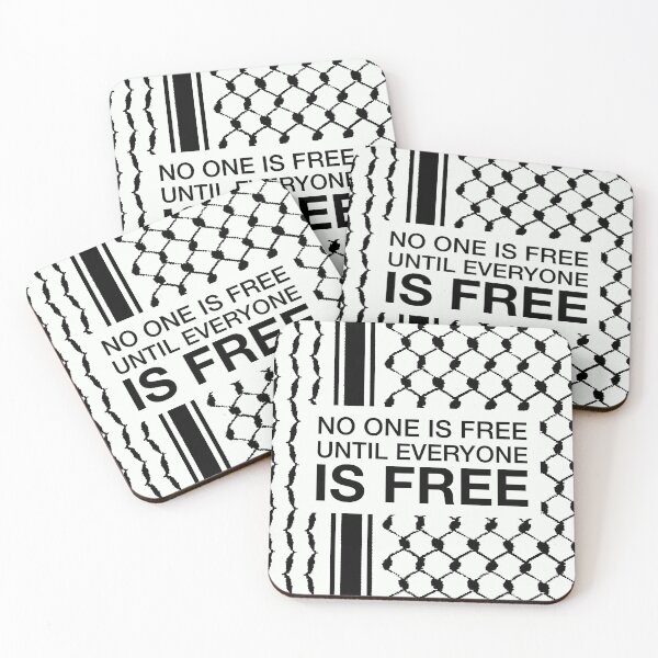 Item preview, Palestinian Kufiya Pattern No One Is Free Until Everyone Is Free -White designed and sold by Hurriyyatee.