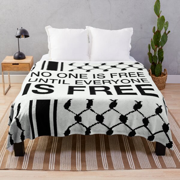 Item preview, Palestinian Kufiya Pattern No One Is Free Until Everyone Is Free -White designed and sold by Hurriyyatee.