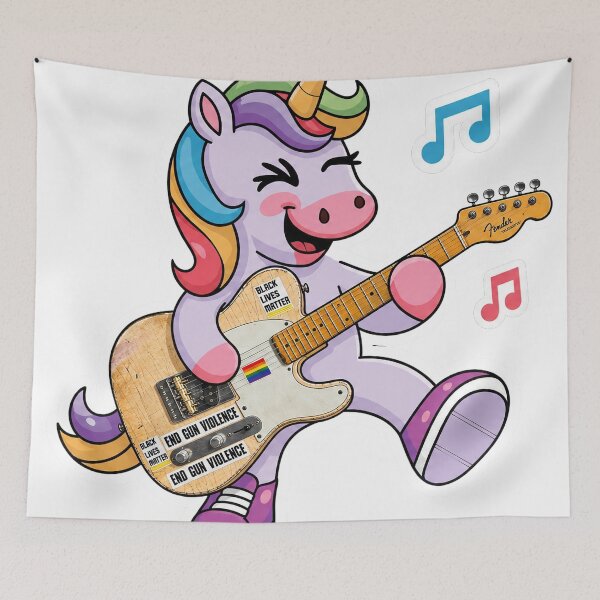 Item preview, Funny Rainbow Unicorn playing guitar styles designed and sold by Donald-Bryantt.