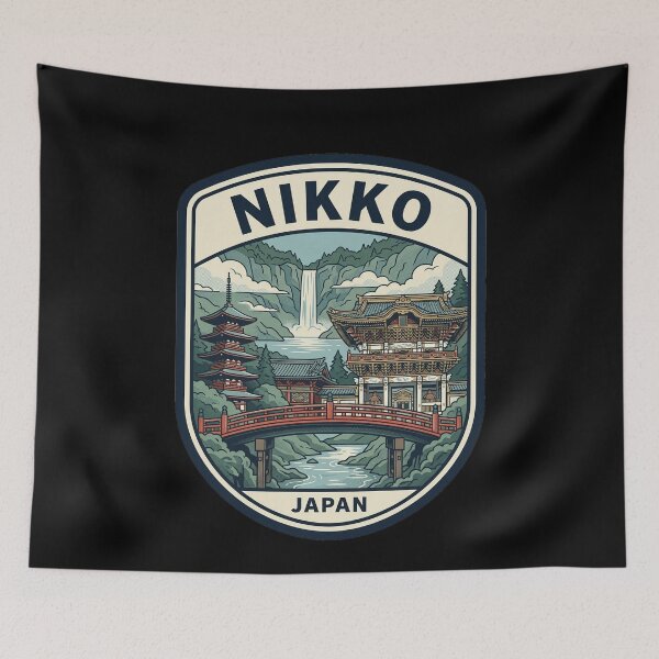 Item preview, Nikko Japan Travel Poster Shinkyo Bridge Kegon designed and sold by k3rstman1.