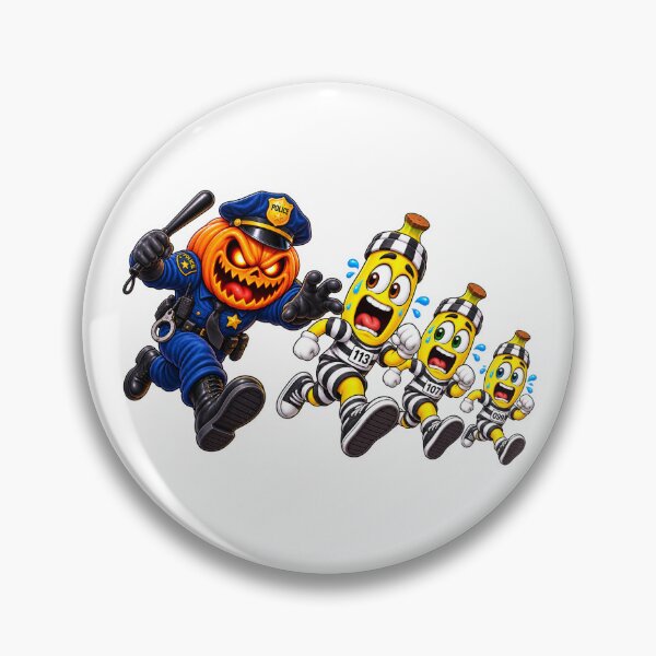 Item preview, Halloween Banana Prison Break – Three Bananas Escaping a Pumpkin Police Chase designed and sold by ArtSpark Studio.