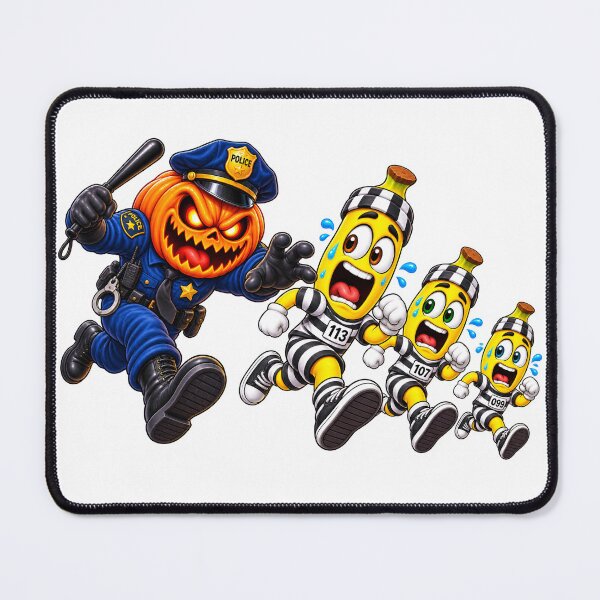Item preview, Halloween Banana Prison Break – Three Bananas Escaping a Pumpkin Police Chase designed and sold by ArtSpark Studio.