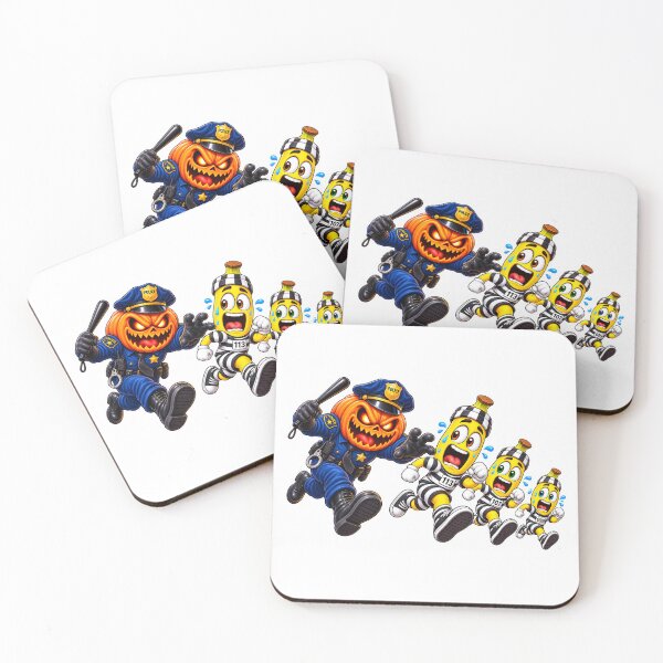 Item preview, Halloween Banana Prison Break – Three Bananas Escaping a Pumpkin Police Chase designed and sold by ArtSpark Studio.