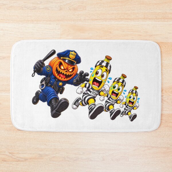 Item preview, Halloween Banana Prison Break – Three Bananas Escaping a Pumpkin Police Chase designed and sold by ArtSpark Studio.