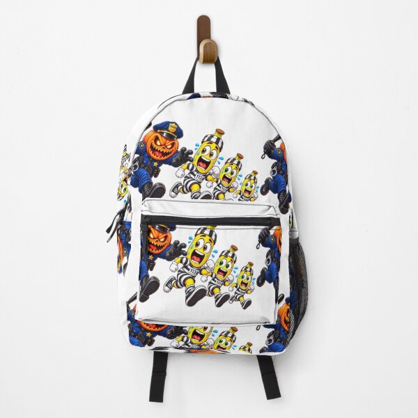 Item preview, Halloween Banana Prison Break – Three Bananas Escaping a Pumpkin Police Chase designed and sold by ArtSpark Studio.
