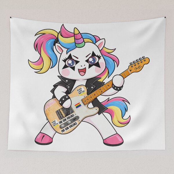 Item preview, Rocking Rainbow Unicorn playing guitar styles designed and sold by Donald-Bryantt.