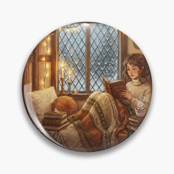 Item preview, Snowy Window Reading Girl | Cozy Winter Book Lover Art designed and sold by SebastianSpace.