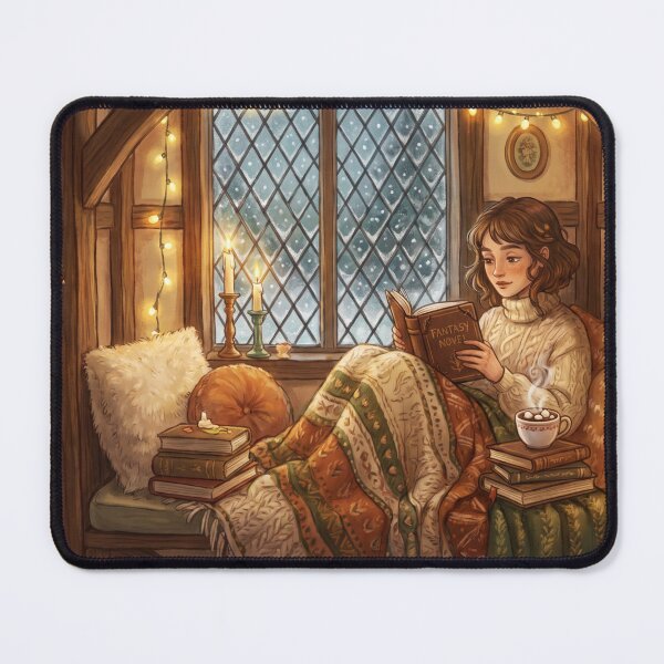 Item preview, Snowy Window Reading Girl | Cozy Winter Book Lover Art designed and sold by SebastianSpace.