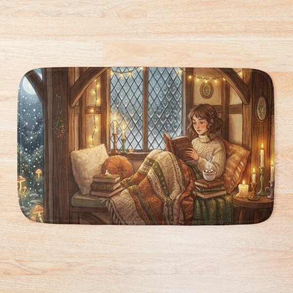 Item preview, Snowy Window Reading Girl | Cozy Winter Book Lover Art designed and sold by SebastianSpace.