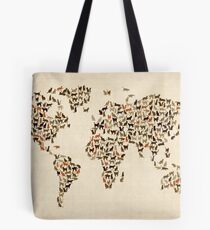 Cats Map of the World Map Tote Bag