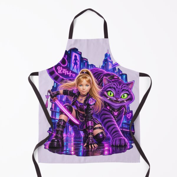Item preview, Cyberpunk Demon Hunter Girl and Giant Purple Cat designed and sold by Moxie-Cat-Universe.