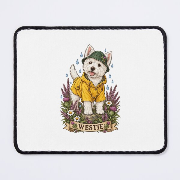 Item preview, Westie Dog in Raincoat Cottagecore Art designed and sold by AMICO77.