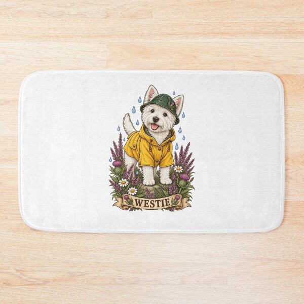 Item preview, Westie Dog in Raincoat Cottagecore Art designed and sold by AMICO77.