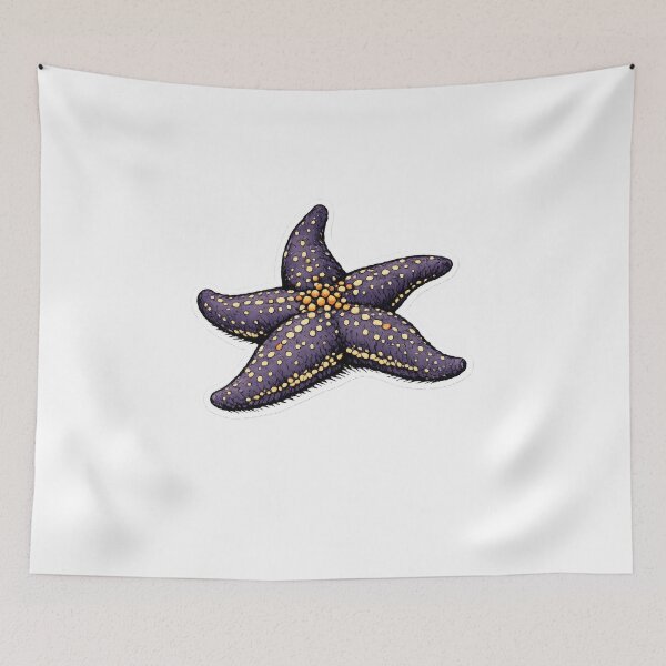 Item preview, Purple Ochre Sea Star Hand Drawn Ocean Nature Art designed and sold by Naviora.