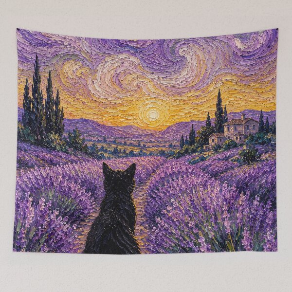 Item preview, Contemplative Cat in a Lavender Sunset designed and sold by gerardimedina.