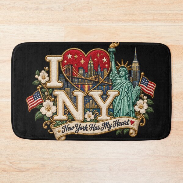 Item preview, I Love New York Embroidered Statue of Liberty Skyline Heart Design designed and sold by Emoji Emblems.