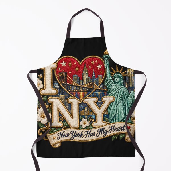 Item preview, I Love New York Embroidered Statue of Liberty Skyline Heart Design designed and sold by Emoji Emblems.