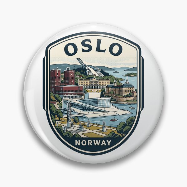 Item preview, Oslo Norway Vintage Travel Badge Illustration designed and sold by k3rstman1.