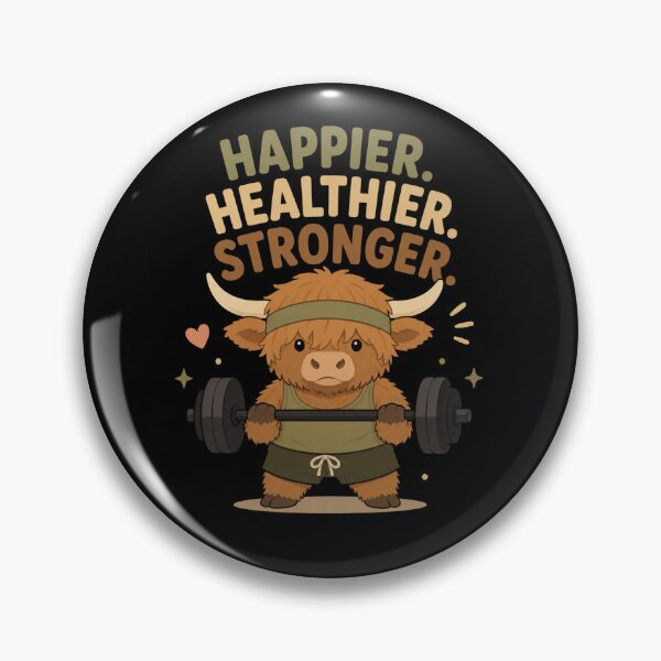 Item preview, Happier Healthier Stronger | Highland Cow Gym | Weightlifting Fitness Design designed and sold by HumbleAthlete.
