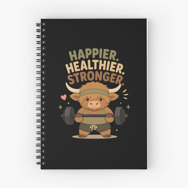 Item preview, Happier Healthier Stronger | Highland Cow Gym | Weightlifting Fitness Design designed and sold by HumbleAthlete.