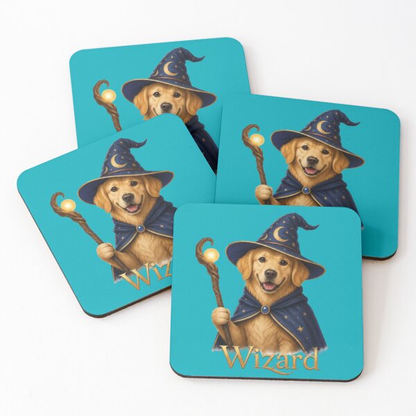 Item preview, Cute Golden Retriever Wizard Dog - Magical Fantasy Illustration designed and sold by Northern Glow Art.