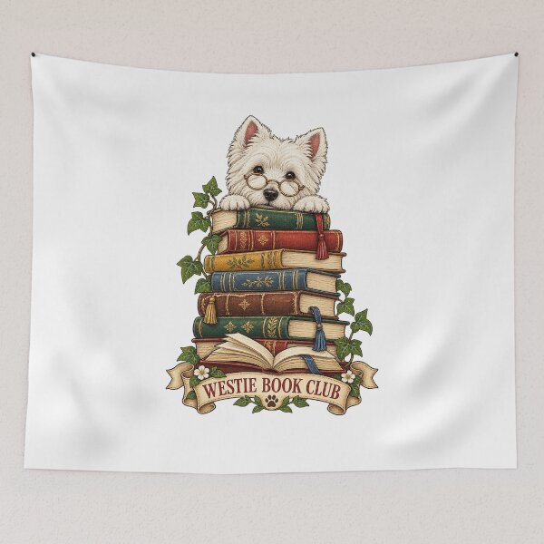 Item preview, Bookish Westie Dog Reading Lover Art designed and sold by AMICO77.