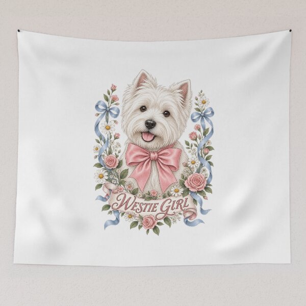 Item preview, Floral Westie Dog with Bow designed and sold by AMICO77.