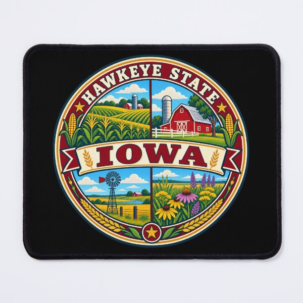 Item preview, Iowa Hawkeye State Vintage Farm Country Souvenir Badge designed and sold by DreamLayerStudio.