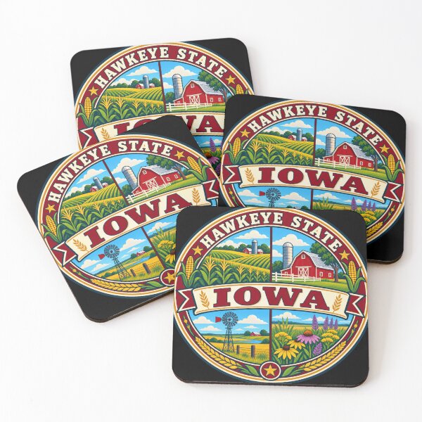 Item preview, Iowa Hawkeye State Vintage Farm Country Souvenir Badge designed and sold by DreamLayerStudio.