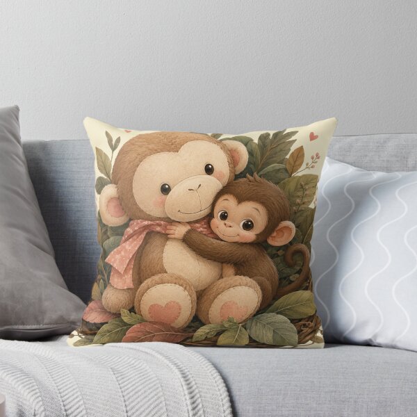 Item preview, Little Monkey and Plush Friend Wholesome Animal Graphic Tee designed and sold by Fanverse Merchandise.