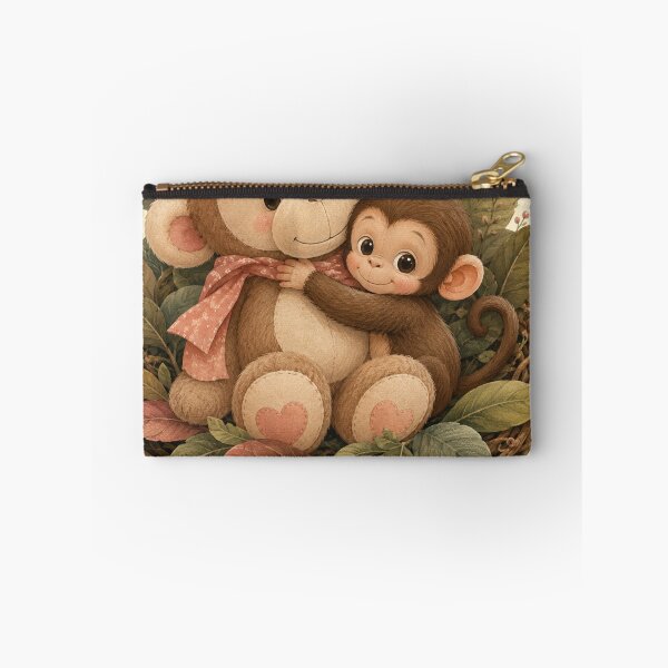 Item preview, Little Monkey and Plush Friend Wholesome Animal Graphic Tee designed and sold by Fanverse Merchandise.