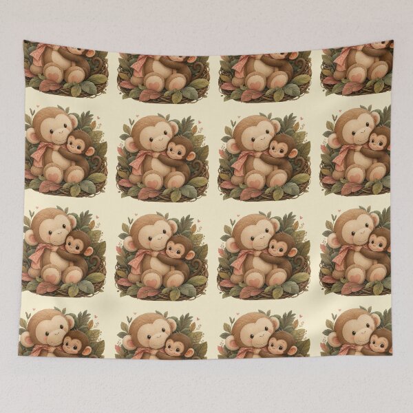 Item preview, Little Monkey and Plush Friend Wholesome Animal Graphic Tee designed and sold by Fanverse Merchandise.