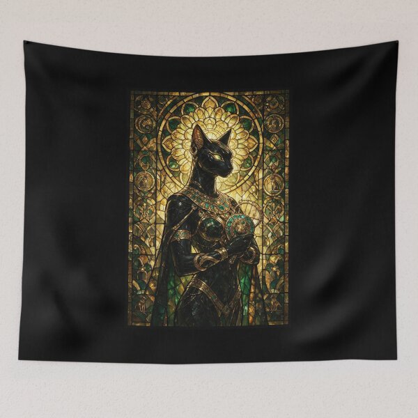 Artikelvorschau, Bastet Egyptian Cat Goddess Stained Glass entworfen und verkauft von Lineer22.