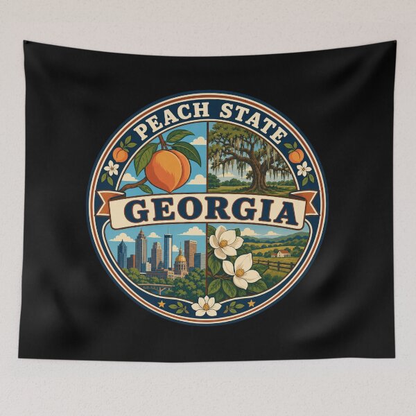 Item preview, Georgia Peach State Vintage Southern Travel Souvenir Badge designed and sold by DreamLayerStudio.