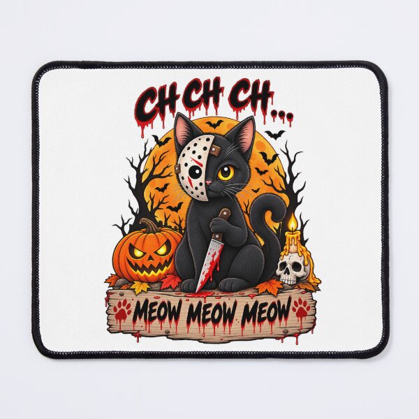 Item preview, Black Cat Horror Halloween Meow Meow Meow designed and sold by afr-saad.