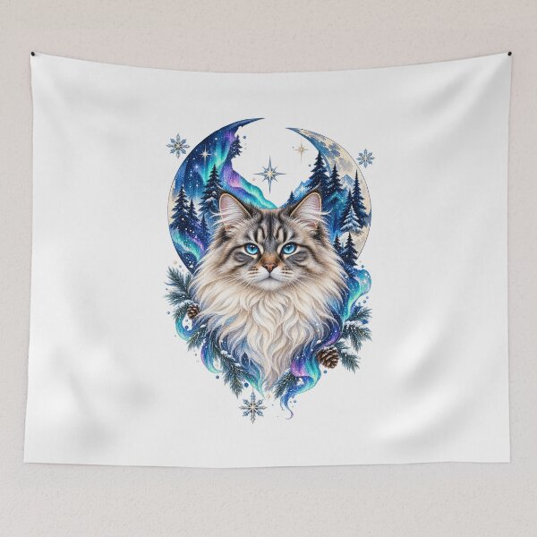 Item preview, Celestial Siberian Cat Watercolor designed and sold by AMICO77.