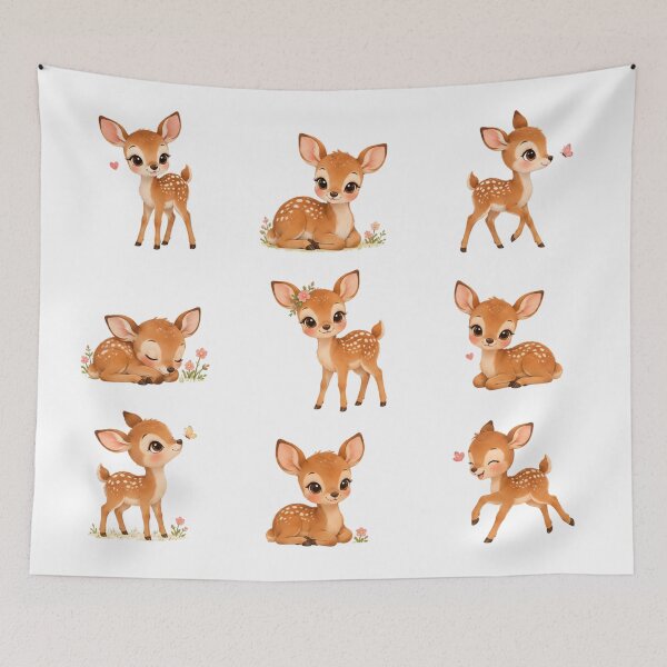 Item preview, Cute Baby Fawn Deer Butterfly Floral Aesthetic Sticker Sheet designed and sold by Rehnair.