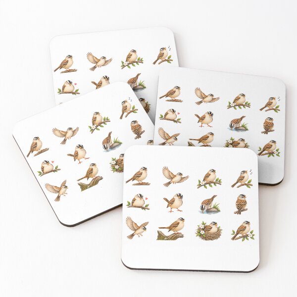 Item preview, Cute White Crowned Sparrow Nest Branch Aesthetics Sticker Sheet designed and sold by Rehnair.