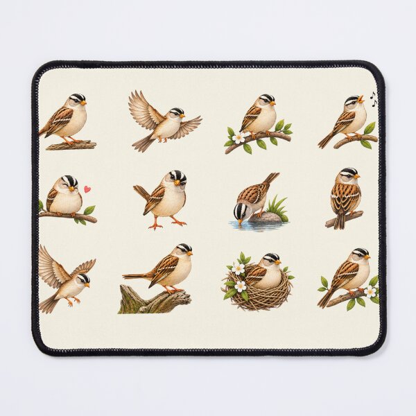 Item preview, Cute White Crowned Sparrow Nest Branch Aesthetics Sticker Sheet designed and sold by Rehnair.