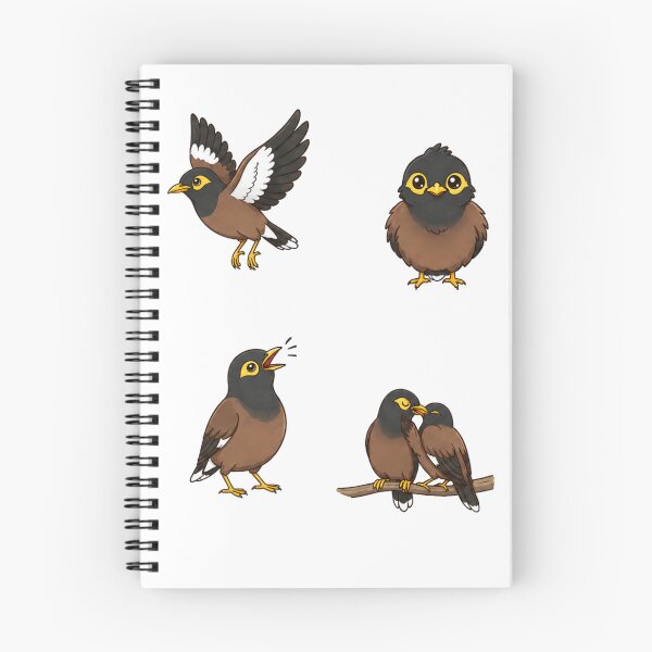 Item preview, Cute Common Myna Bird Yellow Beak Aesthetics Sticker Sheet designed and sold by Rehnair.