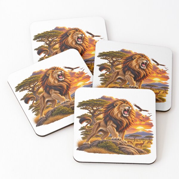 Item preview, Majestic African Lion at Sunset – Safari Wildlife Art designed and sold by Awarrie.